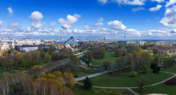 Construção Roda Observação Riga Letónia Roda Gigante Bonita Parque Vitória Fotografias De Stock Royalty-Free