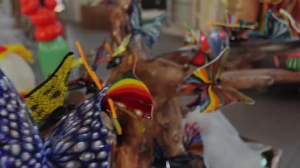 Kolorowe Szklane Wisiorki Żyrandol Motyl Światowej Sławy Szkła Murano Tradycyjny — Wideo stockowe