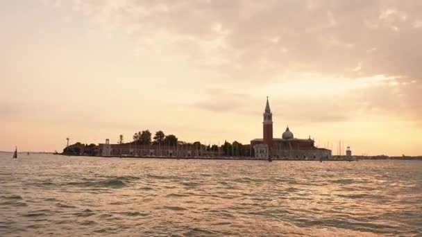 Bela Vista Ilha Igreja San Giorgio Maggiore Pôr Sol Veneza — Vídeo de Stock
