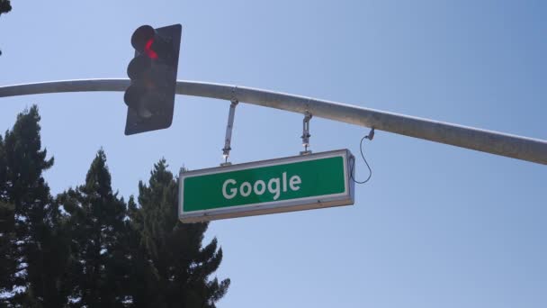Google Street Sign Headquarters Mountain View California — Stock video