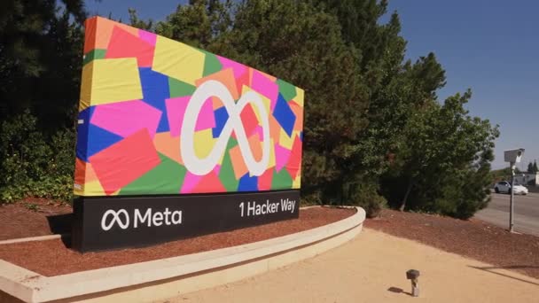 Meta Company Headquarter Sign Main Entrance Mountain View Usa — Stok Video