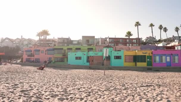 Uitzicht Kleurrijke Rij Gebouwen Aan Kust Van Capitola Beach Capitola — Stockvideo