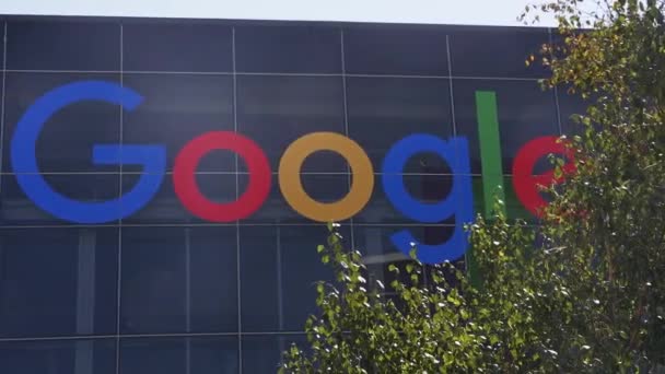 Mountain View California Daki Binanın Google Logo Tabelasını Kapat Google — Stok video