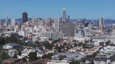 San Francisco, ABD şehir merkezinin hava görüntüsü. San Francisco 'daki Skyline Şehri. Megalopolis Şehir Merkezi. İş seyahati. San Francisco 'daki Skyline Şehri.