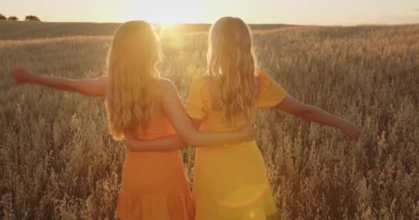 Vakre Blondiner Har Det Gøy Naturen – stockvideo