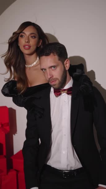 Sexy Passionate Woman Seduces Rich Man Expensive Suit — Vídeo de stock