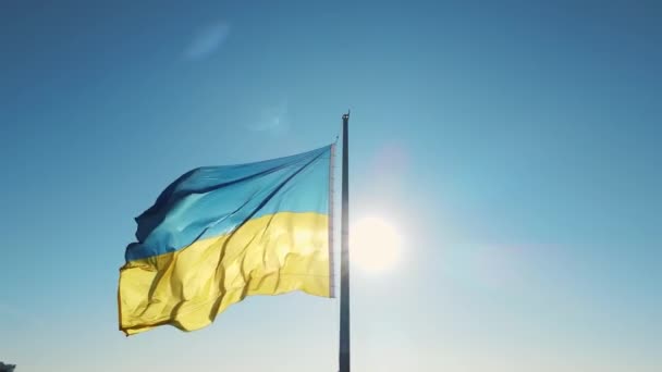 Ukraine Flag Background Blue Sky Sun High Quality Footage — Stock video