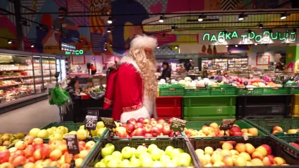Time Buy Christmas Presents Santa Claus Walks Mall — Stock videók