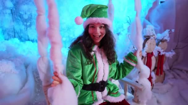Santas Helper Fairy Elf Having Fun — Wideo stockowe