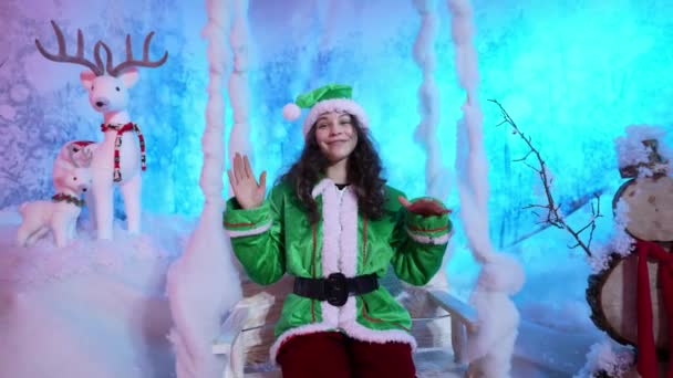 Новогодние Зимние Развлечения Эльфом Сказкой — стоковое видео