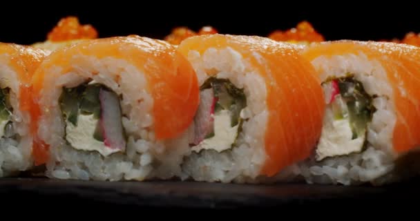 Sushi Nigiri Salmón Comida Japonesa Gourmet Japón Pescado Crudo Arroz — Vídeo de stock