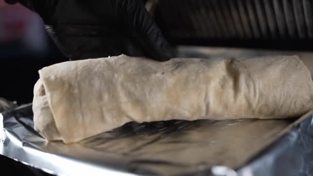 Shashlyk Rolled Lavash Armenian Kebab — Wideo stockowe