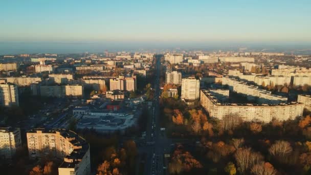 Podzimní Město Rivne Ukrajina Kyjev Dálnice Letecký Záběr Vysoce Kvalitní — Stock video
