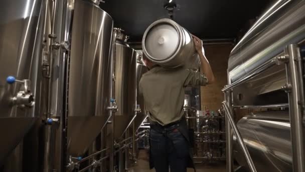 Large Steel Tanks Beer Industrial Brewery — 图库视频影像