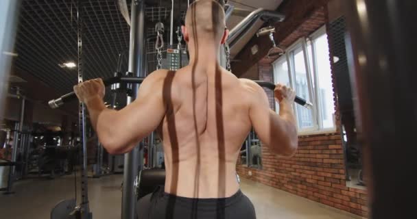 Professional Athlete Doing Barbell Training Gym Muscular Athletic Bodybuilder Doing — Αρχείο Βίντεο