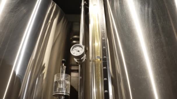 Stainless Steel Tanks Brewing Beer Automated Process Modern Brewery Brewery — 图库视频影像