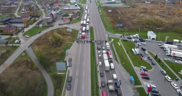 Grève Protestation Populaire Bloqué Route Foule Manifestants Agacés Bloquant Route — Video