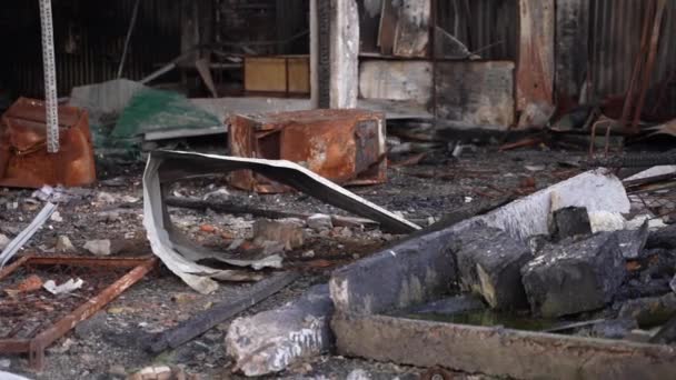 Die Russische Invasion Der Ukraine Bombardierte Das Gebäude Und Zerstörte — Stockvideo
