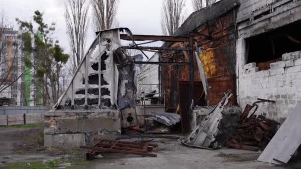 Nach Dem Bombardement Ein Wohnhaus Eine Russische Bombe Zerstörung Von — Stockvideo