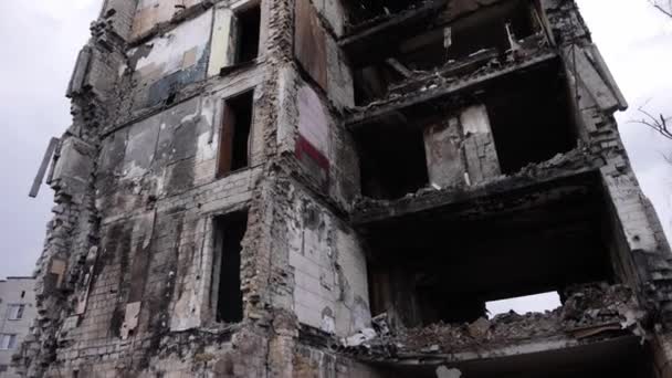 Nach Dem Krieg Eine Zerstörte Stadt Unter Der Bombardierung Der — Stockvideo