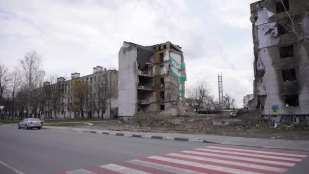 Válce Bylo Zničené Město Bombardováno Ukrajinou Genocidou Ruskem Střílením Civilistů — Stock video
