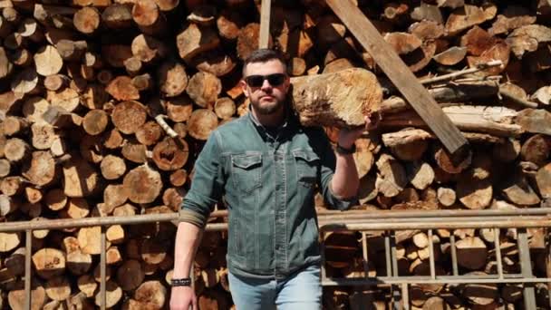Przygotować Drewno Opałowe Zimę Ogrzewania — Wideo stockowe