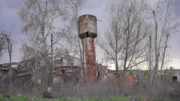 Kriegsruine Ukraine Stadt Beschädigt Haus Zivilzerstörung Raketengefahr Konflikt — Stockvideo