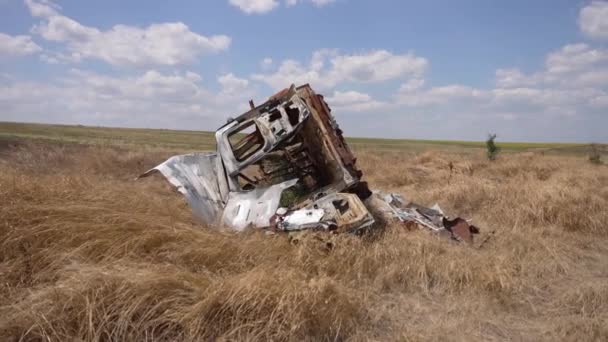 Completamente Distrutto Dai Carri Armati Dall Artiglieria Russi Villaggio Ucraino — Video Stock