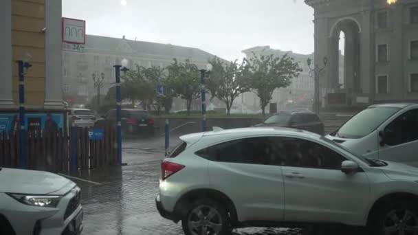 Silne Deszcze Latem Towarzyszą Porywistym Wiatrom Zmianom Atmosferze — Wideo stockowe