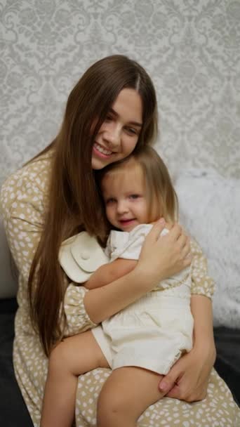 Love Happy Mother Hugs Her Baby Happiness Connection Young Mother — Stock Video