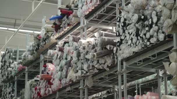 Produção Têxteis Para Uma Fábrica Costura — Vídeo de Stock