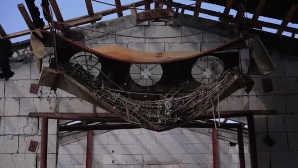 Destroyed Remains Farm Eastern Ukraine Airstrike — Stock Video