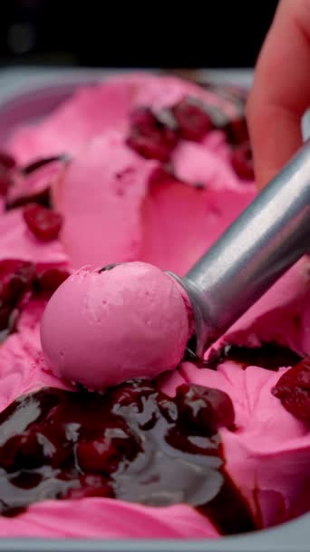 Berry Fruit Cherry Ice Cream — Stock Video