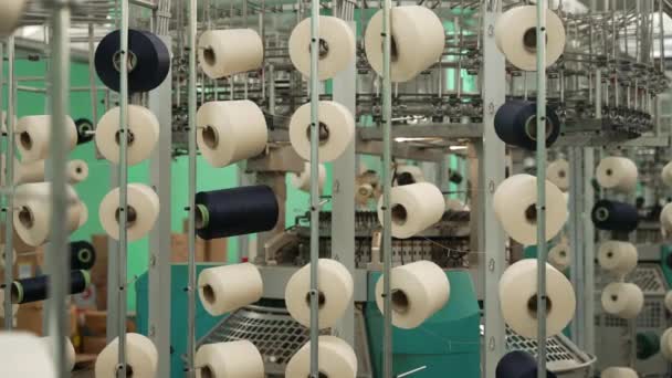 Bobinado Automatizado Hilos Bobinas Fábrica Costura — Vídeo de stock