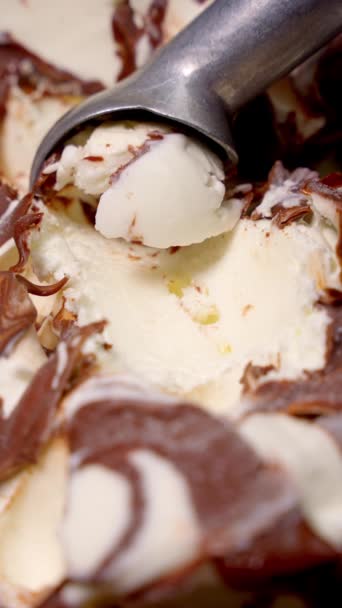 Creamy Ice Cream Decorated Chocolate Close — Stok video