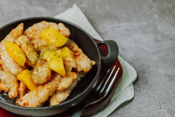 stock image Chinese food sweet and sour pork dish in black bowl