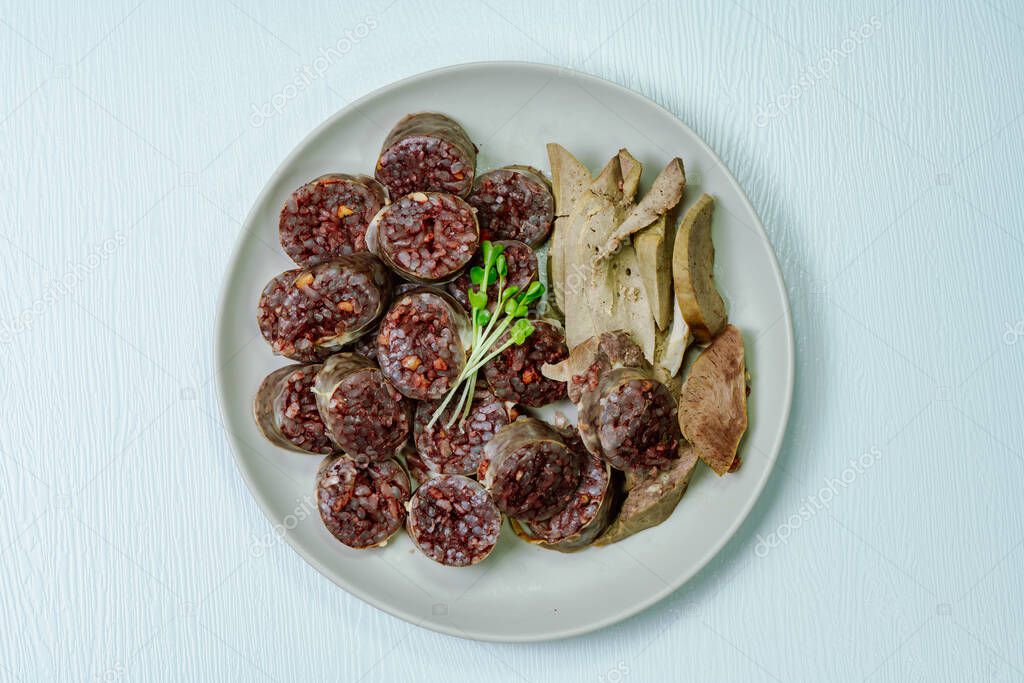 Sundae, Korean Blood Sausage Pork intestines stuffed with glass