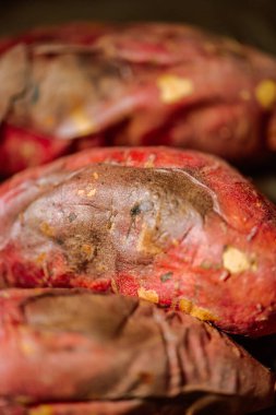 Roasted sweet potato food, a traditional Korean winter snack, grilled to a golden brown