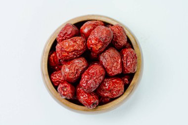 fresh korean jujube fruit in wood bowl