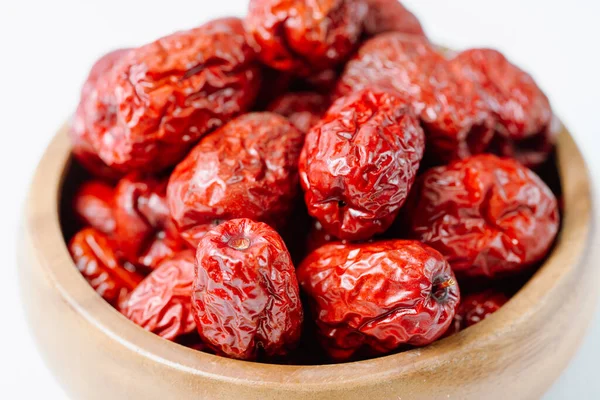 fresh korean jujube fruit in wood bowl