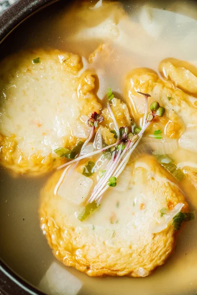 Omukguk Fishcake Soup Made Boiling Fishcake Radish Seasoned Soy Sauce — Stock Photo, Image