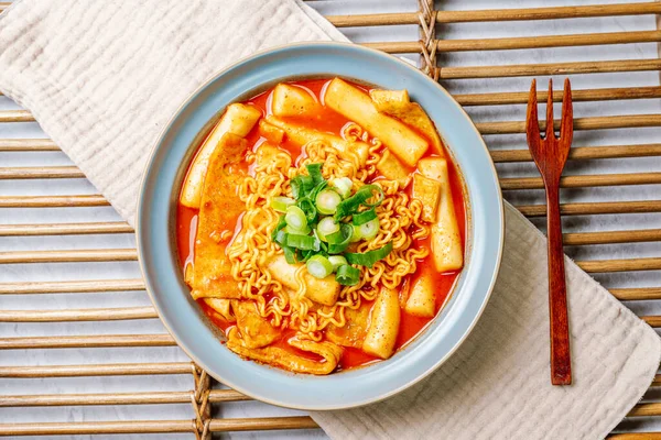 Rabokki Korean Style Stir Fried Instant Noodle Hidangan Ini Tteokbokki — Stok Foto