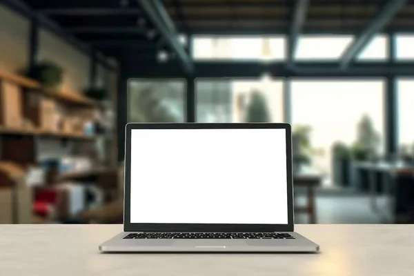 Laptop Oder Notebook Mit Leerem Bildschirm Serviceschalter Verschwommenen Hintergrund Mit Stockfoto