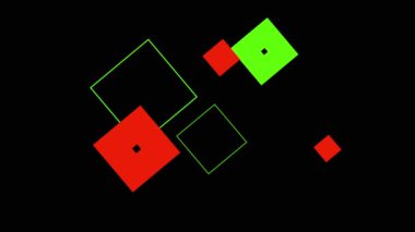 Animated transition square shapes with green and orange colors