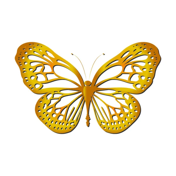 Altın Kanatlı Bir Kelebeğin Dijital Çizimi — Stok Vektör