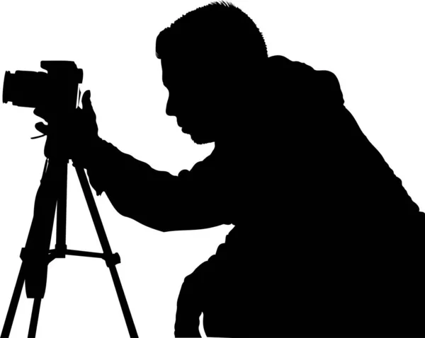 Людина Фотографує Фотоапаратом — стоковий вектор