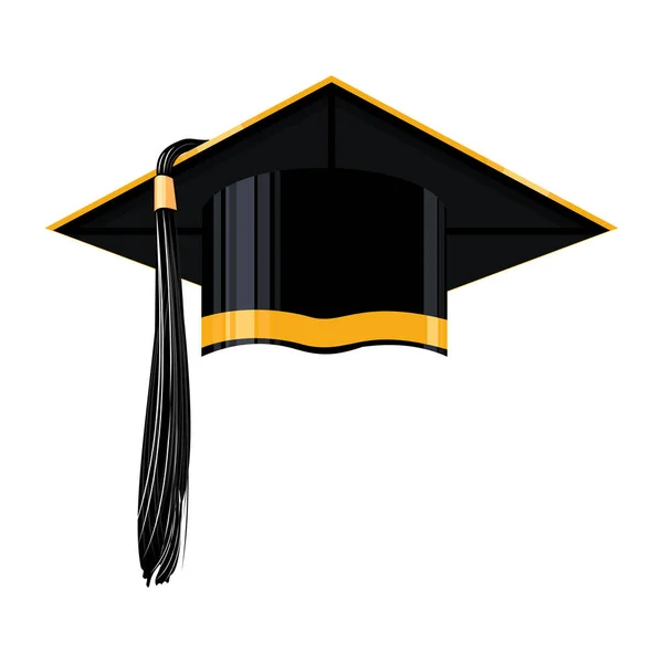 Καπέλο Αποφοίτησης Μαύρη Φούντα Και Κορδέλα — Διανυσματικό Αρχείο