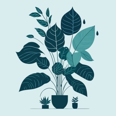 Modern bir bitkinin soyut çizimi,