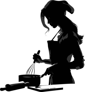 Genç bir kadının silueti Şef.