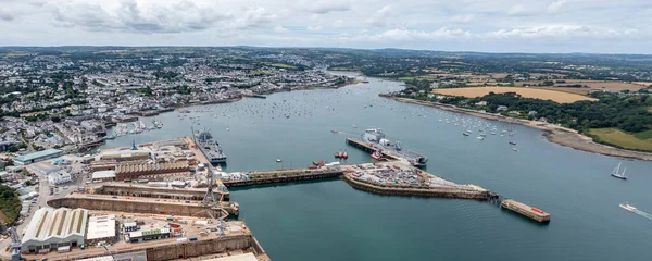 Falmouth Cornwall Велика Британія July 2023 Вид Повітряну Ландшафтну Панораму — стокове фото